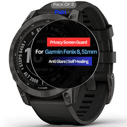Garmin Fenix 8, 51mm Smartwatch Privacy Screen Guard for | Privacy Filter | Anti-Glare, Fingerprint Resistant (Pack of 2)