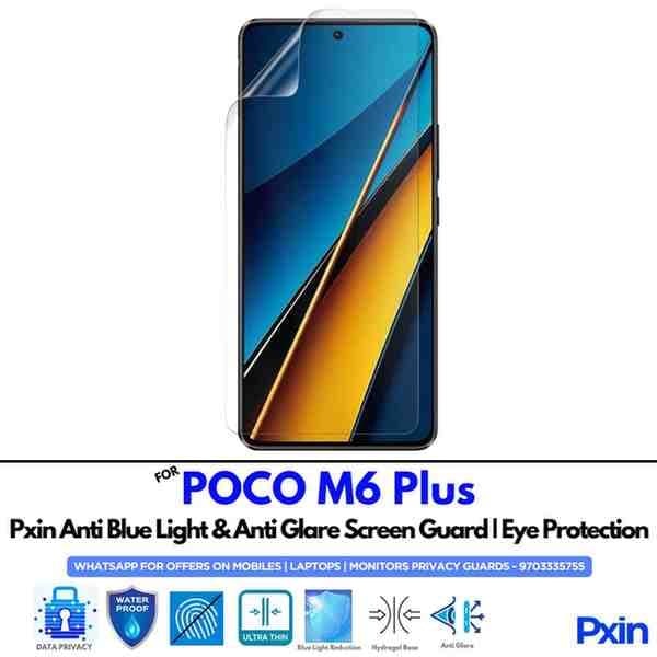 Anti Blue Light and Anti Glare Screen Guard for POCO M6 Plus Mobile