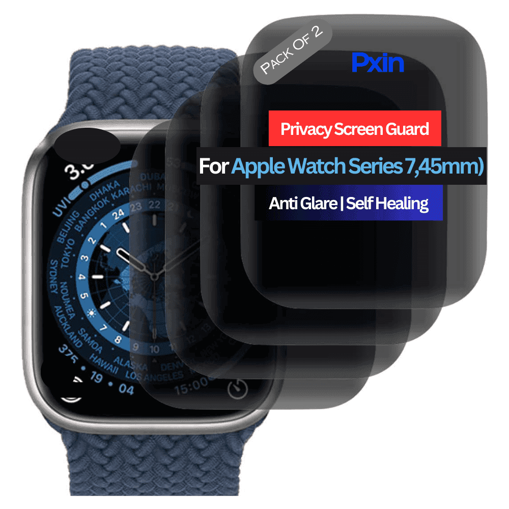 Apple Watch Series 7 (GPS + Cellular, 45mm) Smartwatch Privacy Screen Guard for | Privacy Filter | Anti-Glare, Fingerprint Resistant (Pack of 2)