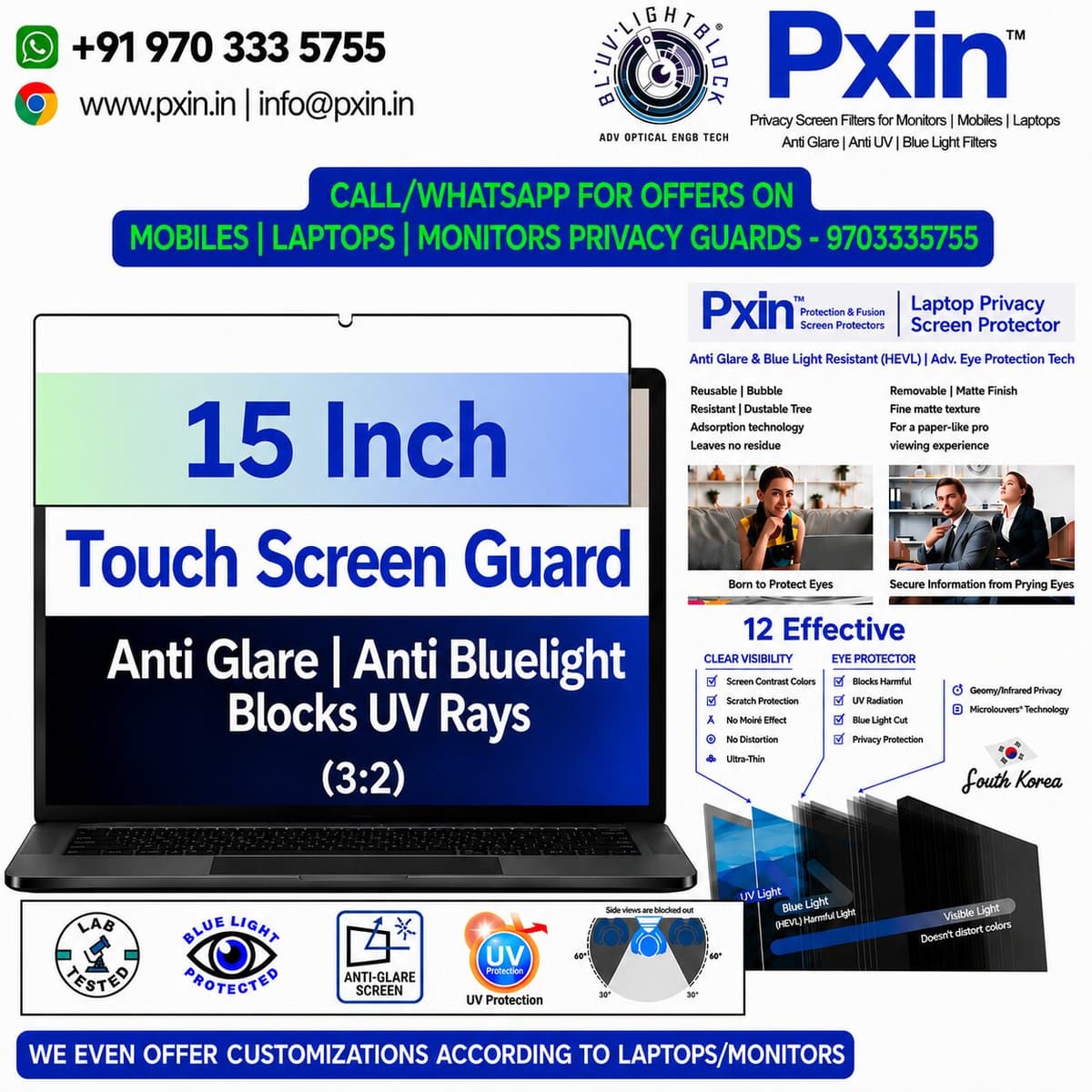 15 inch (3:2) Touch Laptop Anti Blue Light & Anti Glare Screen Guard - Image 1